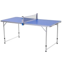 Outsunny Mesa Dobrável de Pingue-pongue Altura Ajustável em 3 níveis Multifuncionais Mesa de Piquenique com Pás e Bolas de Pingue-pongue 160x80x54 / 62 / 70cm Carga máxima 30kg(m-1)