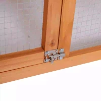 PawHut Galinheiro de Madeira Exterior Gaiola para Galinhas Animais Pequenos com Teto Abatível Caixa Ninho Bandeja Rampa 2 Rodas e 2 Poleiros 213x91x122 cm Madeira(m-14)