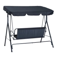 Outsunny Balanço de jardim de metal 3 lugares com toldo ajustável e almofada  172x110x153cm preto(m-9)