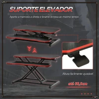 Vinsetto Suporte Elevador para Computador com Altura Ajustável Bandeja para Teclado e Suporte para Tablet Estilo Gaming 80x40x11-50,5cm Preto(m-5)
