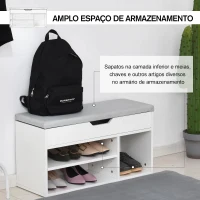 HOMCOM Sapateira com Assento Acolchoado Carga máxima de 120kg MDF 80x30x43cm Branco(m-4)