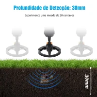 Outsunny Detetor de Metais Fácil de usar, Alta Precisão Visor LCD Bobina de Pesquisa Impermeável, Ideal para Principiantes(m-6)