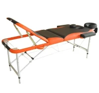 HOMCOM Marquesa de Massagem Dobrável e Portátil com Altura Ajustável e Apoio para a Cabeça 180x60x62-82 cm Laranja e Preto(m-13)