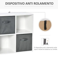 HOMCOM Estante para Livros de 4 Cubos Estante Modular com 2 Cestos Removíveis de TNT para Escritório Estúdio Dormitório 61,5x30x61,5cm Branco e Cinza(m-6)