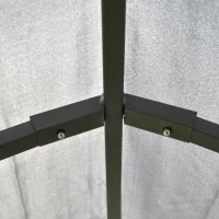 Outsunny Pérgola de Jardim com Estrutura de Aço Teto Duplo 6 Cortinas Laterais 8 Orifícios de Drenagem 300x400x280 cm Cinza(m-8)