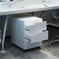 HOMCOM Bloco de Gavetas para Escritório Móvel de Escritório Bloco de Gavetas com 3 Gavetas e 4 Rodas 40x50x57,5 cm Branco(m-10)