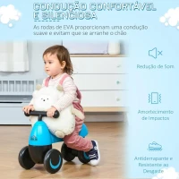 HOMCOM Andador para bebés acima de 18 meses tipo quadriciclo com 4 Rodas e Guidão 54x26x38cm Azul Preto(m-4)