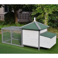 PawHut Galinheiro de madeira de pinho para galinhas exterior com bandeja removível e espaço de corrida 196x76x97 cm Cinza(m-15)