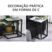 HOMCOM Mesa Auxiliar Lateral para sofá Imitação de mármore economizar espaço 45x30x51,5cm(m-4)