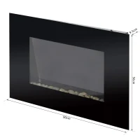 HOMCOM Lareira Eléctrica de Parede 1000/2000W Comando a Distância 90x9.5x56cm(m-3)