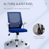 Vinsetto Cadeira de Escritório Ergonômica Giratória com Altura Ajustável Apoio para os Braços Dobrável Suporte Lombar e Encosto Transpirável 62,5x55x94-104cm Azul(m-4)