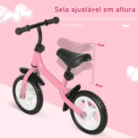 HOMCOM Bicicleta sem Pedais Infantil Altura Ajustável para Principiantes acima de 3 Anos com Rodas com Relevo Bicicleta de Equilíbrio 71x32x56cm Rosa(m-5)
