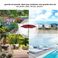 Outsunny Chapéu de Sol de Jardim Ø270x235cm Chapéu de Sol de Alumínio Reclinável com Manivela e 6 Hastes para Terraço Exterior Balcão Vermelho Escuro(m-10)