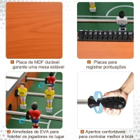 HOMCOM Matraquilho Profissional para Crianças e Adultos Mesa de Matraquilho com 8 Barras e 2 Bolas 122x61x80,7 cm Madeira(m-4)