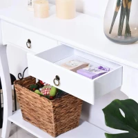HOMCOM Mesa Tipo Consola para Sala de Estar Consola para Entrada com 2 Gavetas e Prateleira Inferior 100x33x75cm Branco(m-7)