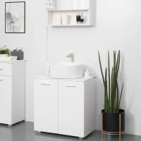 Kleankin Móvel para Lavatório Móvel de Casa de Banho com 2 Portas e Prateleira Interior Ajustável Estilo Moderno 60x30x62,5cm Branco(m-2)