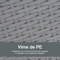 Outsunny Conjunto de Móveis de Vime para Jardim Composto por 1 Mesa 2 Poltronas com Almofadas Móveis de Jardim Metal e Vime Cinza Claro(m-7)