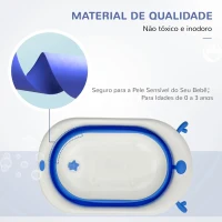 HOMCOM Banheira para Bebé Recém Nascido até 3 Anos Dobrável 30 Litros com Tampa Termossensível e Almofada Confortável Almofadas Antiderrapantes 81,5x50,5x23,5cm Azul e Branco(m-8)