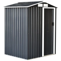 Outsunny Abrigo de Jardim 150x130x186 cm Abrigo de Exterior de Aço Galvanizado com Porta Corredeira e Ventilações para Armazenamento de Ferramentas Cinza(m-1)