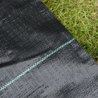 Outsunny Malha Geotêxtil 1x50 m Malha de Jardim Contra Ervas Daninhas 100 g / m² Rolo de Malha Preto(m-8)