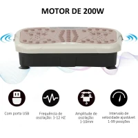 HOMCOM Plataforma de Vibração com 2 Bandas Elásticas para Treinamento de Fitness 200 W com Controle Remoto e Carga 120 kg(m-5)