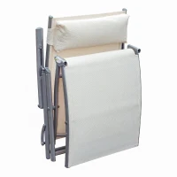 Outsunny Espreguiçadeira Dobrável de Jardim com Encosto Ajustável em 7 Posições Apoio para a Cabeça 137x63,5x100,5cm Creme(m-10)