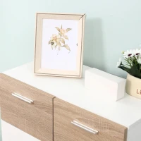 Kleankin Armário Casa de Banho com 2 Portas e Prateleiras Interiores Ajustáveis Móvel Auxiliar de Madeira Multiuso para Sala de Estar Cozinha Sala de Jantar 60x30x85cm Branco e Madeira Natural(m-9)