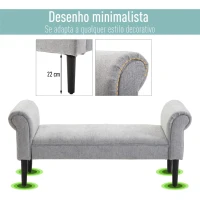 HOMCOM Banco de Pé de Cama Banco com Assento Acolchoado e Pés de Madeira para Dormitório Entrada 132x45,5x58cm Cinza(m-5)