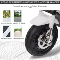 HOMCOM Mota Elétrica para Crianças de 18-36 Meses com 3 Rodas Bateria 6V com Música Buzina Luzes e Bagageira 87x46x54 cm Branco(m-6)