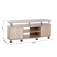 HOMCOM Móvel de TV Moderno Móvel para TV com Armário 2 Portas 2 Prateleiras 120x39,5x52cm Carvalho(m-3)