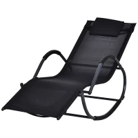 Outsunny Espreguiçadeira Baloiço de Jardim com Apoio para os Braços Almofada para a Cabeça Removível 160x61x79cm Preto(m-1)