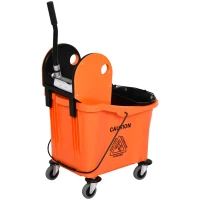 HOMCOM Balde para esfregona comercial com espremedor 36L Capacidade 54x41x91,5 cm Laranja(m-11)