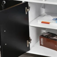 HOMCOM Móvel Auxiliar de Escritório Móvel Arquivador com Rodas Prateleiras Gaveta e Armário Multiuso com Grande Armazenamento 100x35x65cm Preto e Branco(m-10)