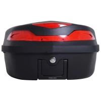 HOMCOM Mala para Motocicleta Mala para Mota Capacidade de 48L com Fechadura e 2 Chaves 56,5x44x32 cm Preto e Vermelho(m-10)