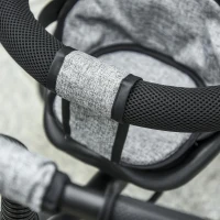 HOMCOM Triciclo para Crianças 2 em 1com capota ajustável acima de 18 Meses cinza 92x51x110cm(m-10)