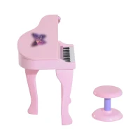 HOMCOM Piano para Crianças com 37 Teclas Microfone Banco Luzes 22 Músicas e Entrada para MP3 e USB 48x39x69 cm Rosa(m-12)