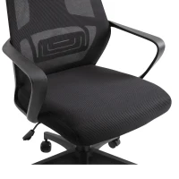 Vinsetto Cadeira de escritório ergonômica Cadeira de mesa inclinável ajustável em altura com encosto de braço Encosto de cabeça 5 rodas Suporta até 120 kg 64x58x116-126 cm Preto(m-11)