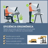 Vinsetto Suporte Elevador para Computador com Altura Ajustável Bandeja para Teclado e Suporte para Tablet Removível Elevador a Gás 80x40x13,5-51cm Madeira Natural(m-7)