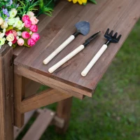 Outsunny Horta Vertical com Prateleira Horta Elevada de Madeira Maciça para Cultivo de Flores Verduras Ervas 123x54x74cm Marrom(m-9)