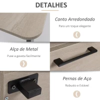 HOMCOM  Mesa de escritório com gaveta e armário com prateleira ajustável Mesa multifuncional para computador com borda redonda 150x60x76 cm Madeira natural(m-4)