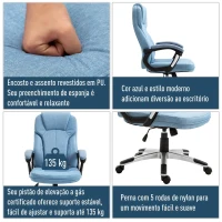 Vinsetto Cadeira de Escritório Giratória Cadeira de Escritório Ergonômica com Altura Ajustável Apoio para os Braços e Encosto Acolchoado de Linho Sintético 66x75x110-120cm Azul Claro(m-6)