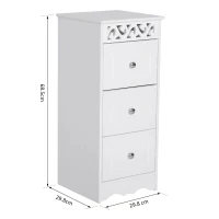HOMCOM Armário Auxiliar Casa de Banho com 3 Gavetas Móvel de Armazenamento para Casa de Banho Dormitório 29,8x29,8x68,5 cm Branco(m-3)
