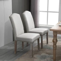 HOMCOM Conjunto de 2 cadeiras de jantar Com encosto de rebite alto e pernas de madeira  51x64x99,5 cm cinza(m-12)