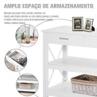 HOMCOM Mesa consola tipo aparador de estilo moderno com 2 gavetas e prateleiras inferiores 105x40x76 cm Branco(m-5)