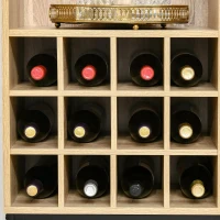 HOMCOM Aparador de Cozinha Armário com 1 Porta Prateleiras Abertas Suporte para 12 Garrafas e 6 Taças de Vinho para Sala de Jantar Bar Restaurante 76x35x97cm Madeira Natural(m-7)