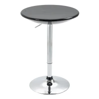 HOMCOM Mesa de Bar com Altura Regulável Giratória 360° com Base Redonda Mesa Alta de Aço Moderna para Cozinha Sala de Jantar Cafeteria 61x61x76-97cm Preto(m-1)