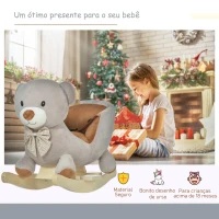 HOMCOM Cavalo de balanço com forma de urso para bebê acima de 18 meses com som 60x33x50(m-4)