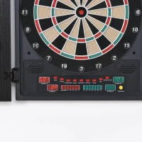 HOMCOM Alvo eletrônico digital para até 8 jogadores com 12 dardos e 30 pontas com portas de tela de LED 27 jogos diferentes 51x6,5x57 cm Preto(m-10)