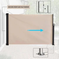 Outsunny Toldo Lateral Retrátil de Exterior 350x180cm Toldo de Privacidade Extensível com Proteção Solar para Jardim Balcão Bege(m-4)