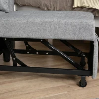 HOMCOM Sofá-cama Individual Poltrona com encosto reclinável Almofada removível Assento acolchoado e 4 rodas 69x82.5x84 cm Cinza(m-9)